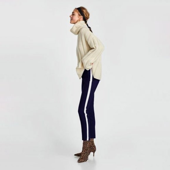 ZARA Navy with white side stripe pants Sz30 - Picture 2 of 4